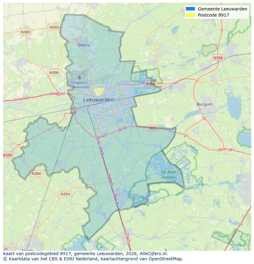 Postcodekaart voor 8917