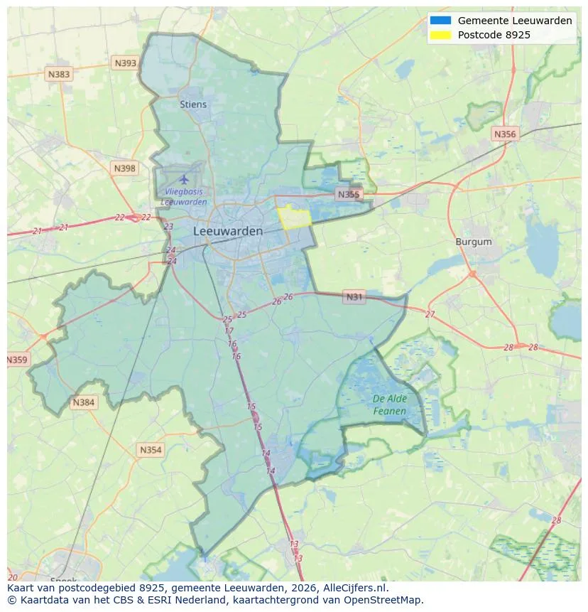 Postcodekaart voor 8925