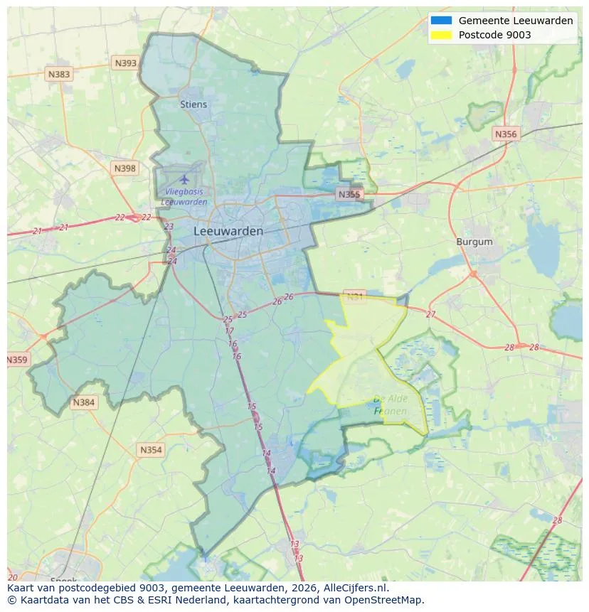 Postcodekaart voor 9003
