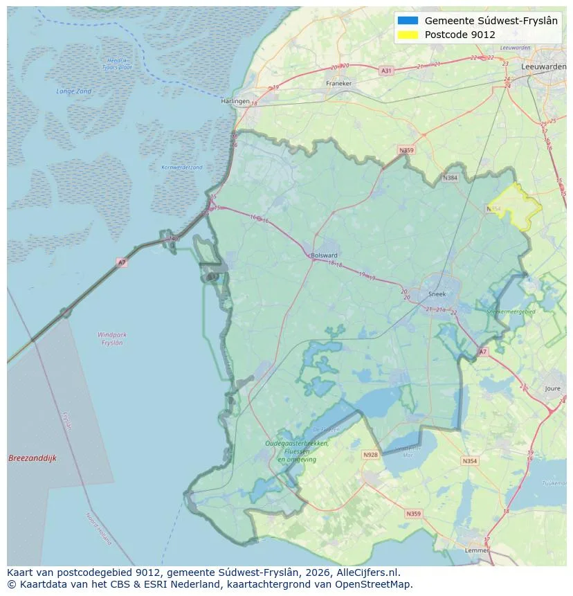Postcodekaart voor 9012