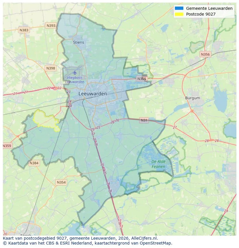 Postcodekaart voor 9027