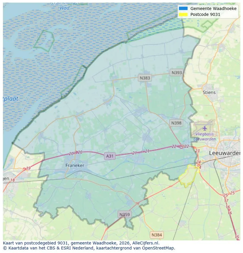 Postcodekaart voor 9031