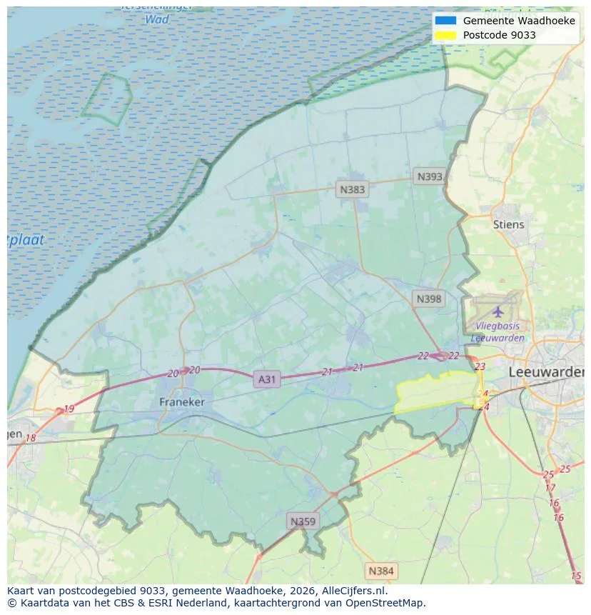 Postcodekaart voor 9033