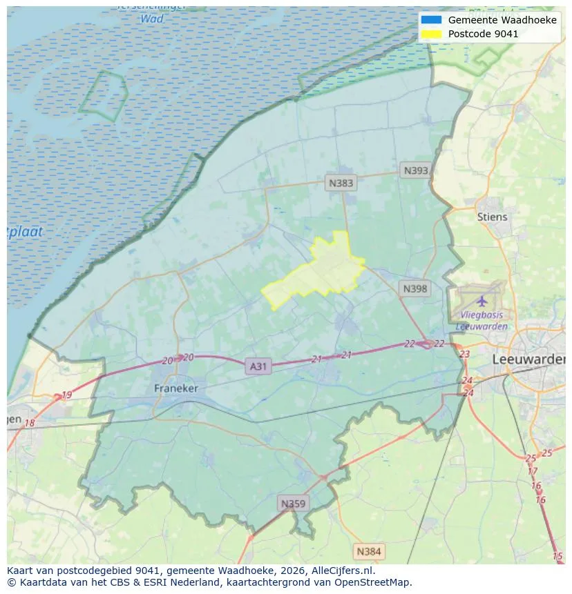 Postcodekaart voor 9041