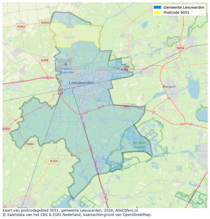 Postcodekaart voor 9051