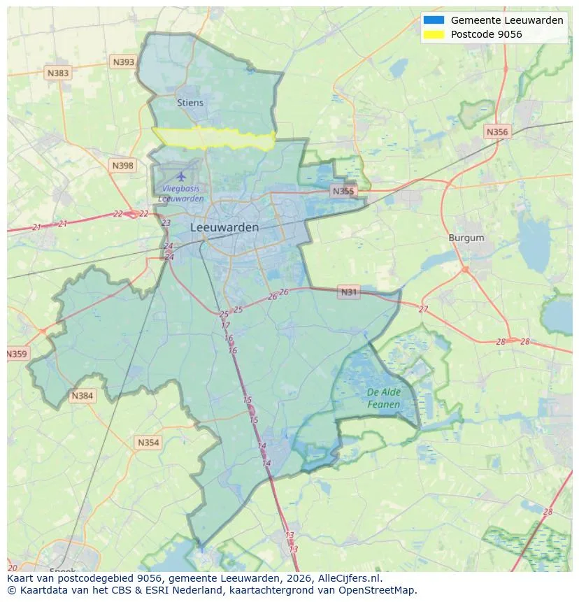 Postcodekaart voor 9056
