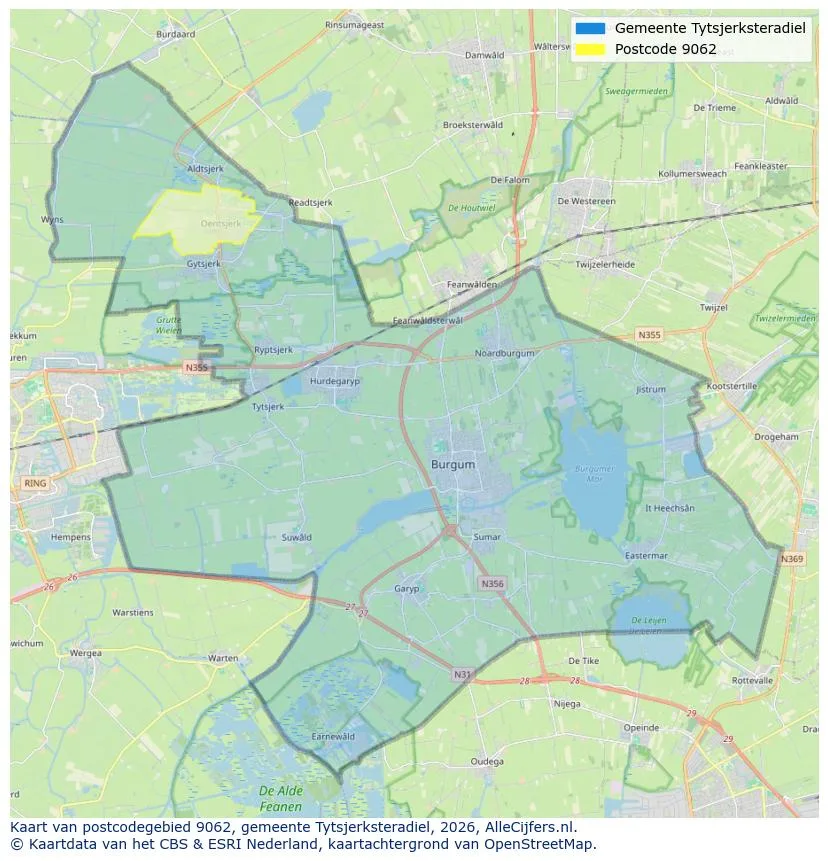 Postcodekaart voor 9062