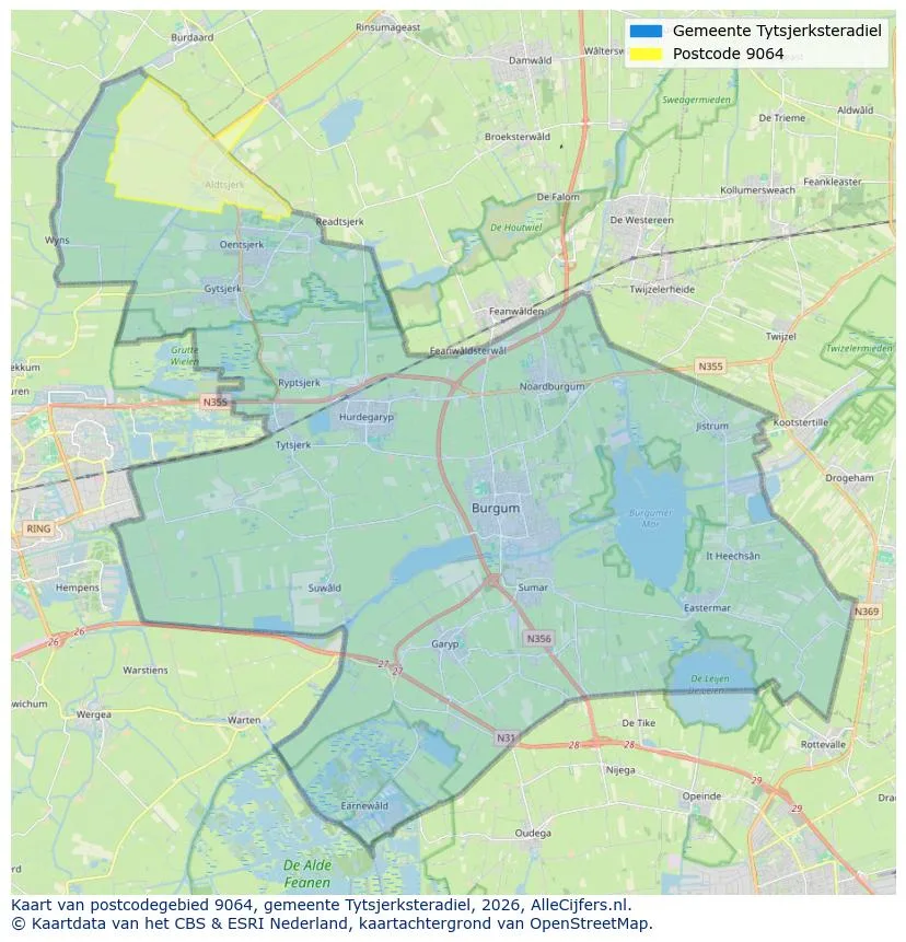 Postcodekaart voor 9064