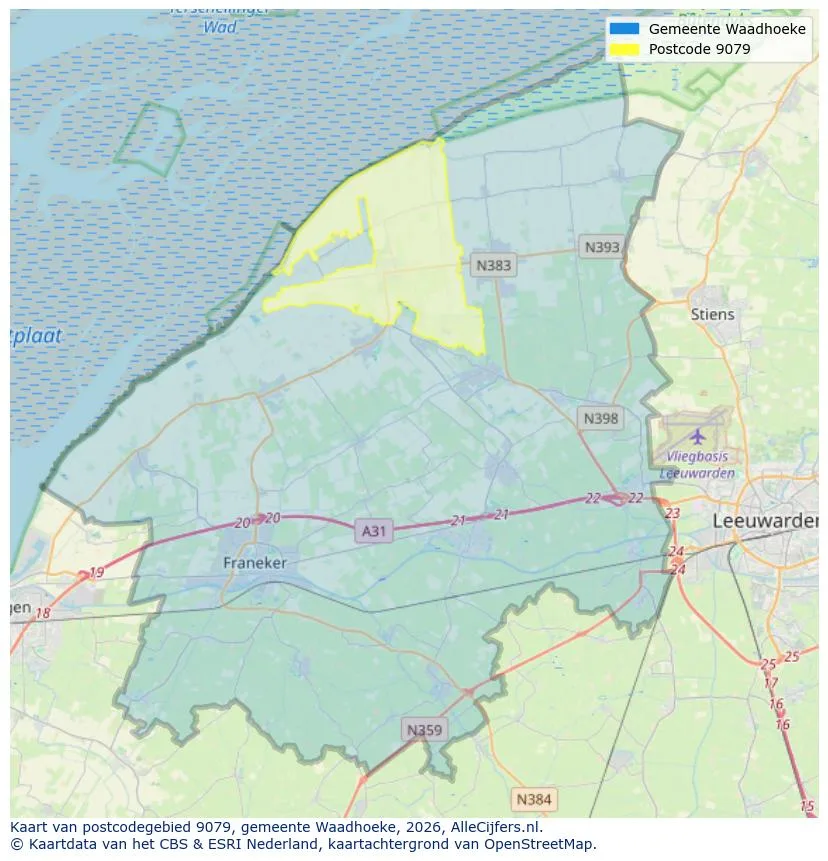 Postcodekaart voor 9079