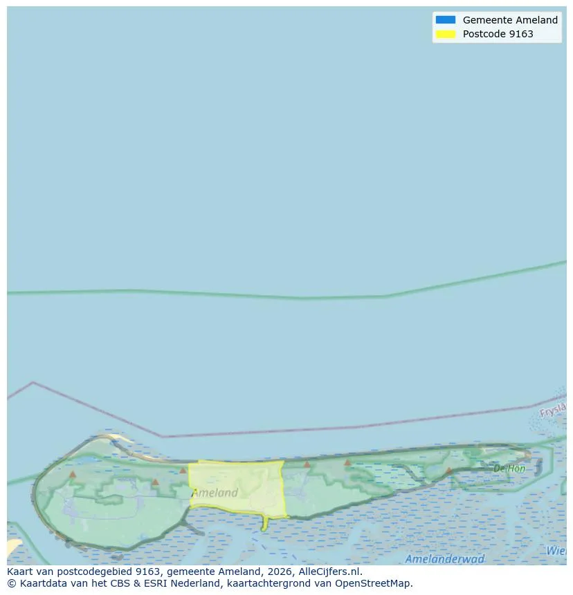 Postcodekaart voor 9163
