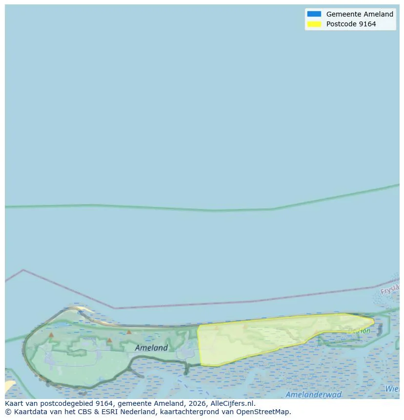 Postcodekaart voor 9164