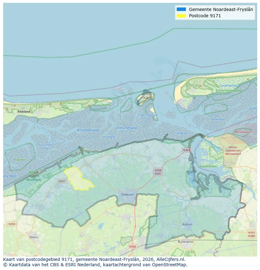Postcodekaart voor 9171