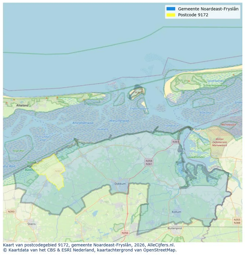 Postcodekaart voor 9172