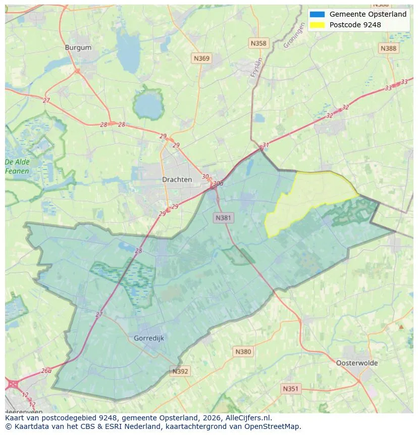 Postcodekaart voor 9248