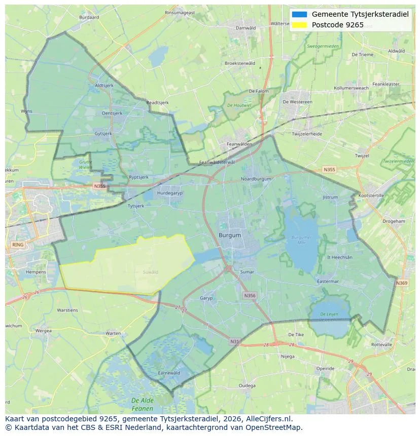Postcodekaart voor 9265