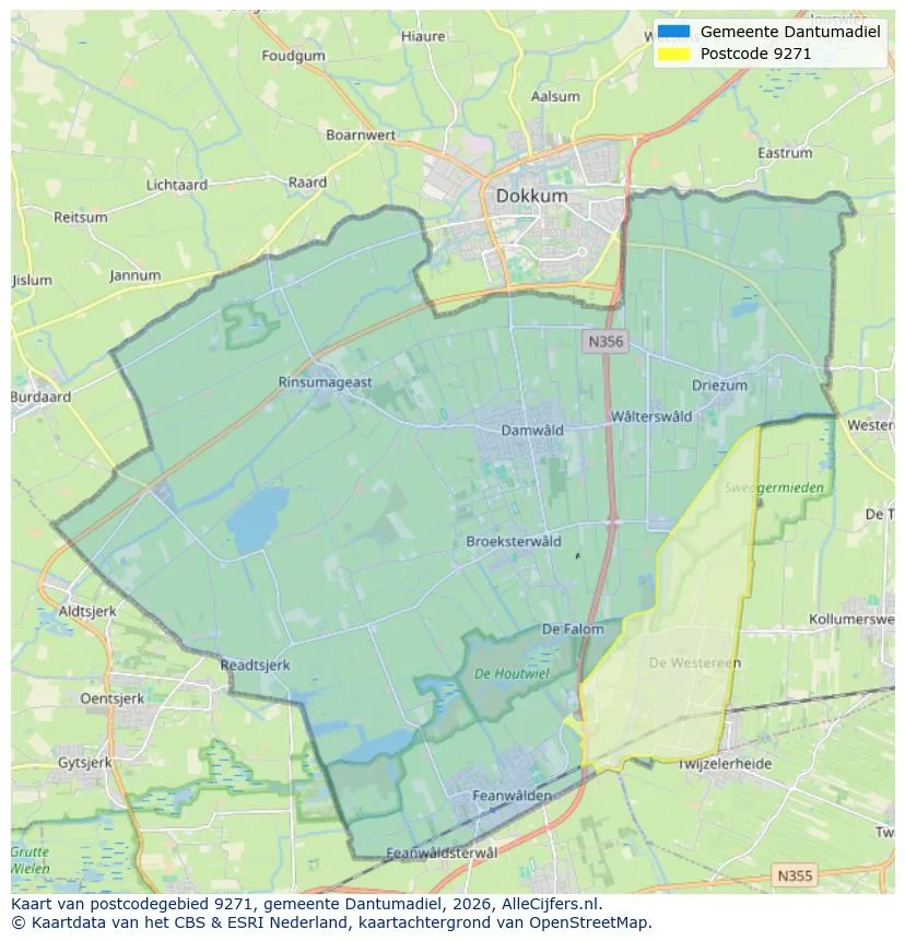 Postcodekaart voor 9271