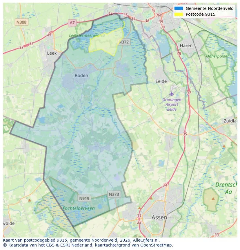 Postcodekaart voor 9315