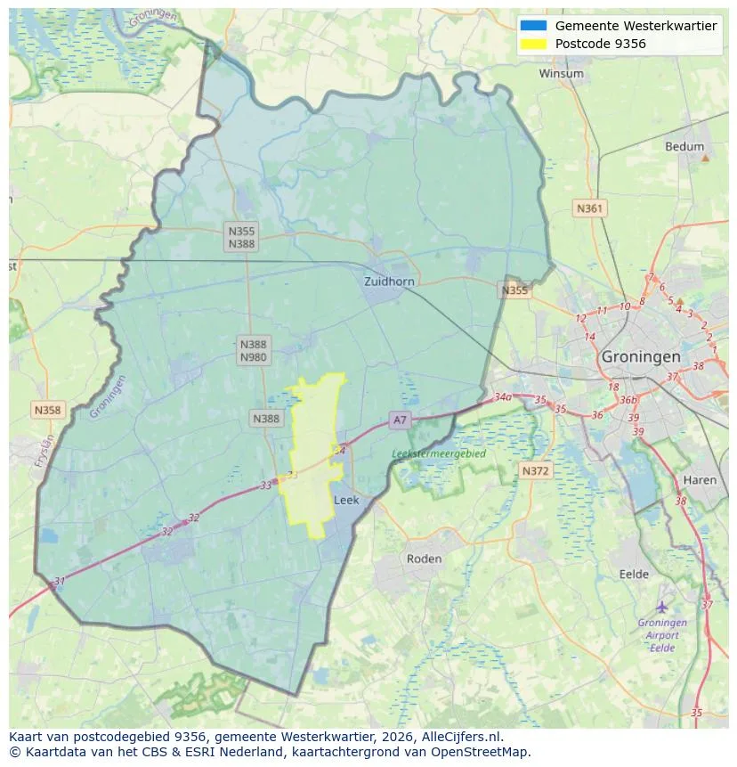 Postcode map for 9356