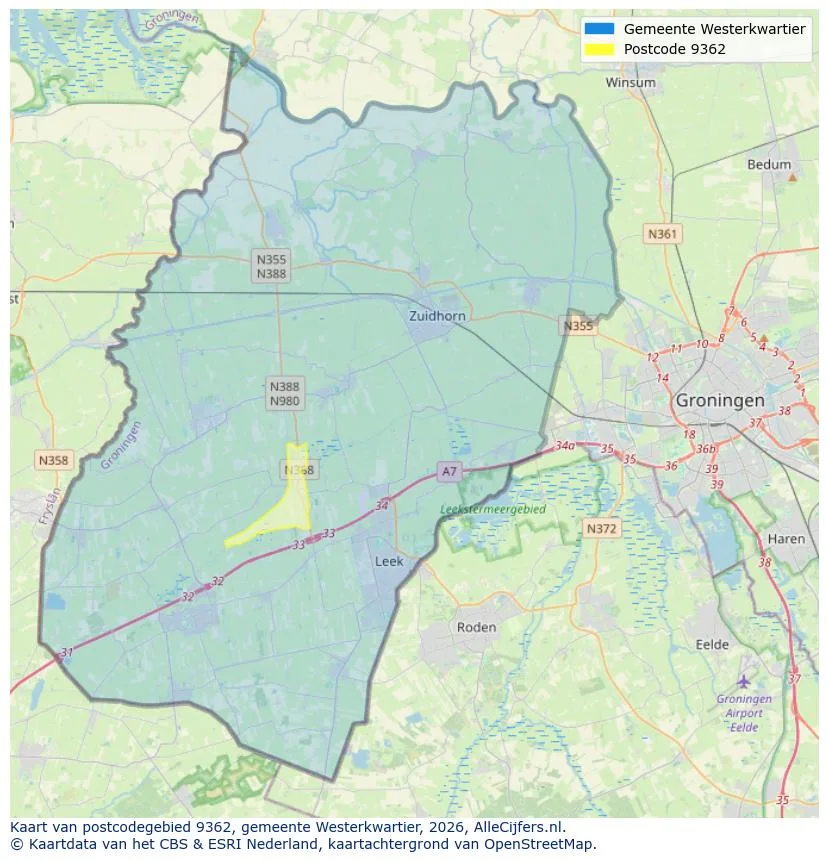 Postcode map for 9362