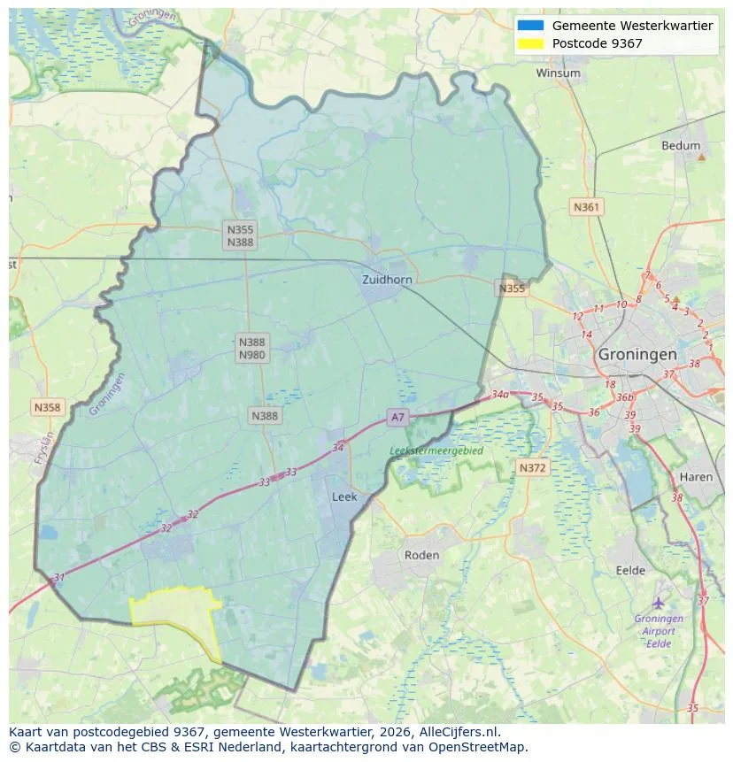 Postcodekaart voor 9367