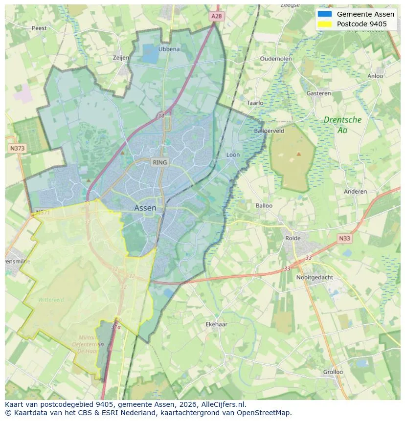 Postcode map for 9405