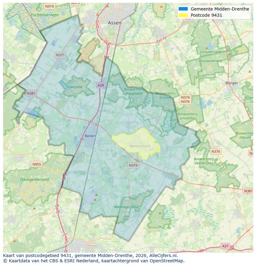 Postcodekaart voor 9431