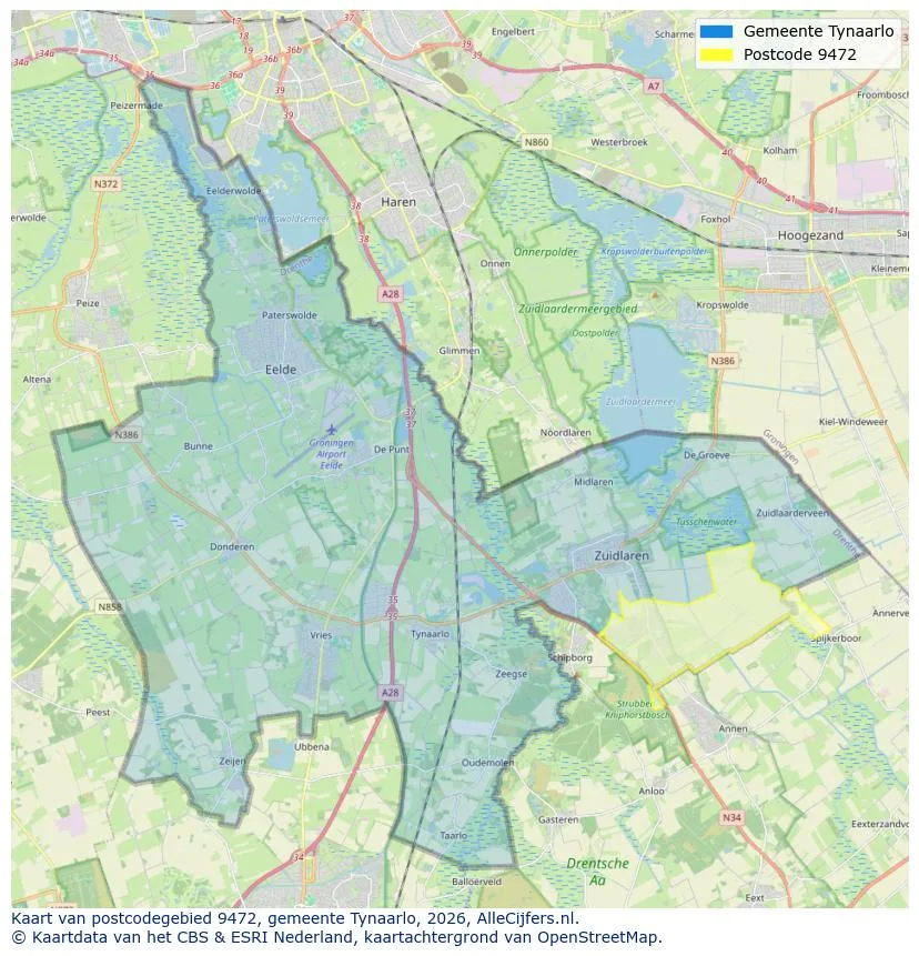 Postcodekaart voor 9472