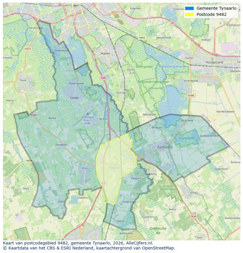 Postcodekaart voor 9482
