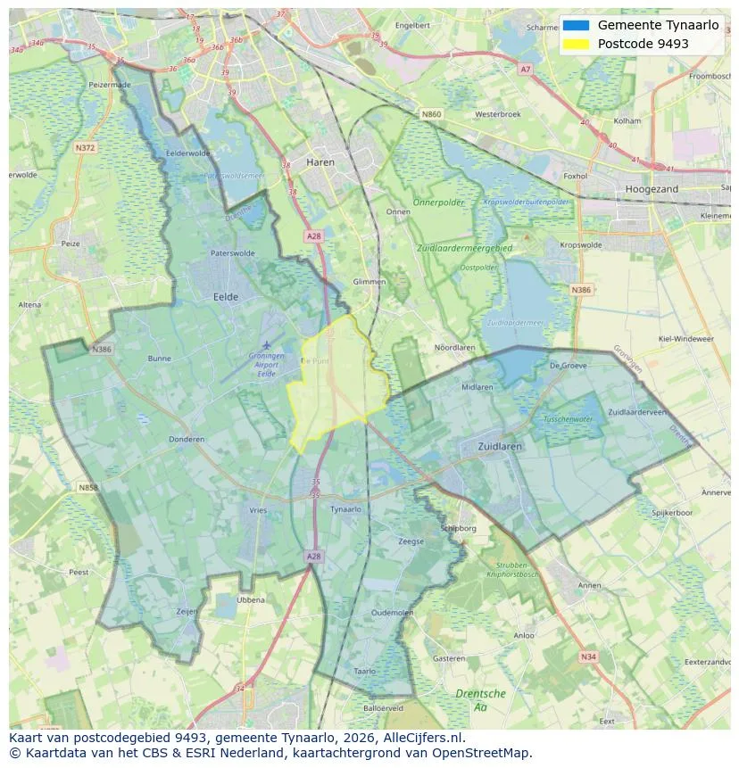 Postcodekaart voor 9493