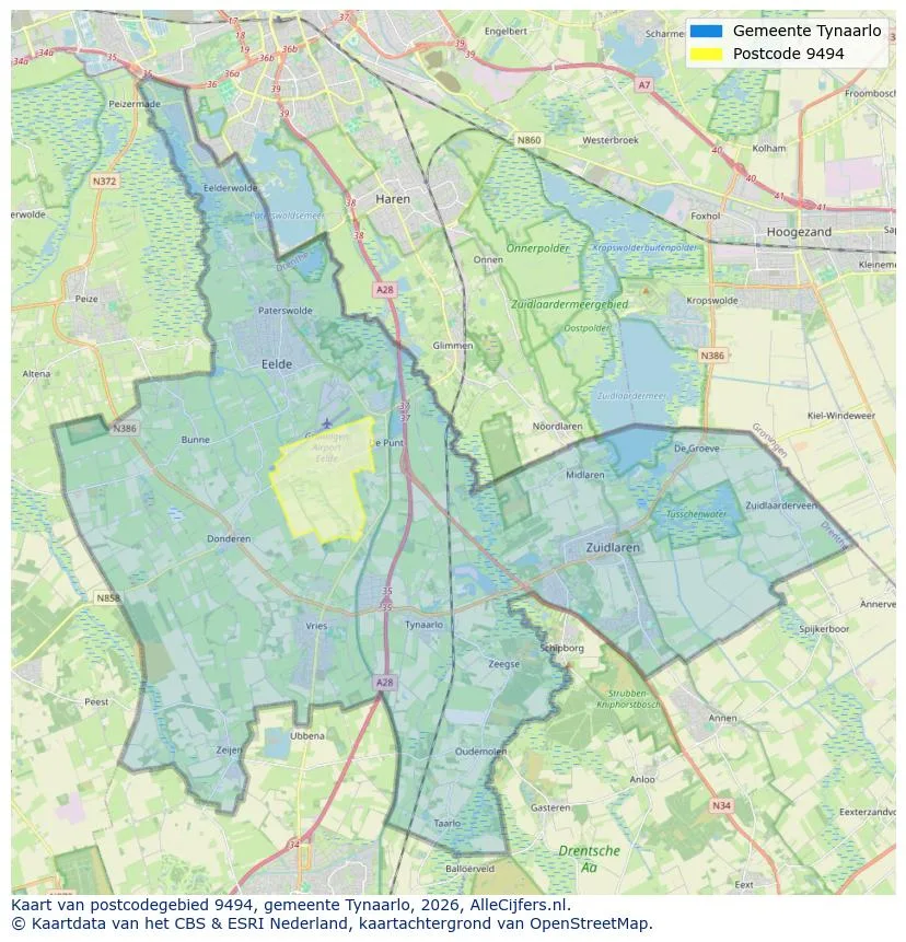 Postcodekaart voor 9494
