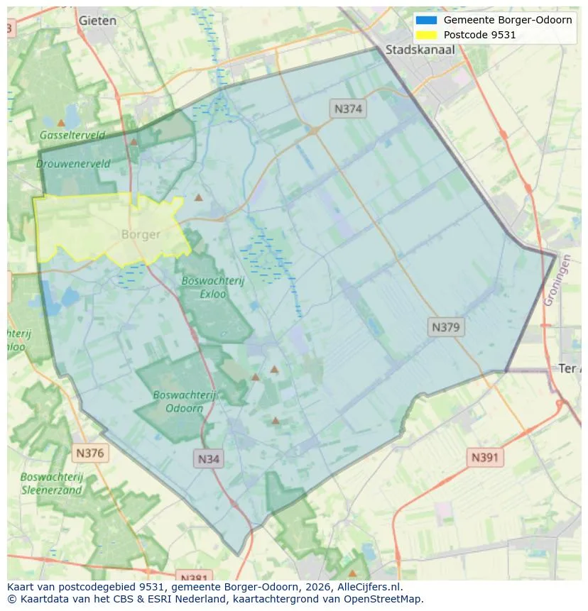 Postcodekaart voor 9531