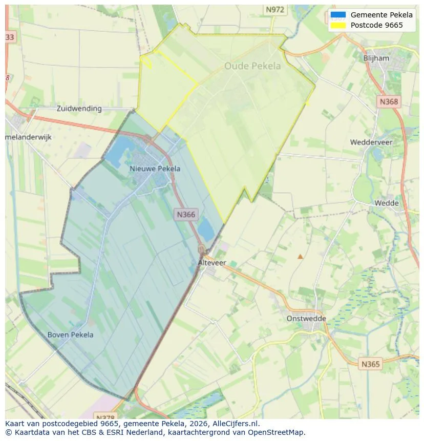 Postcodekaart voor 9665