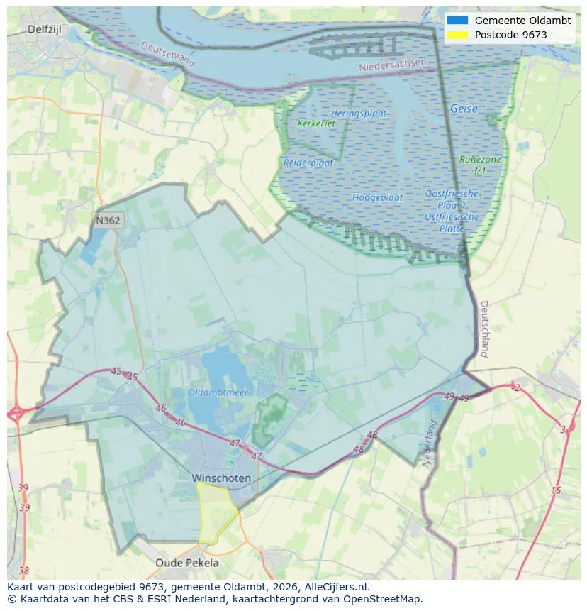 Postcodekaart voor 9673