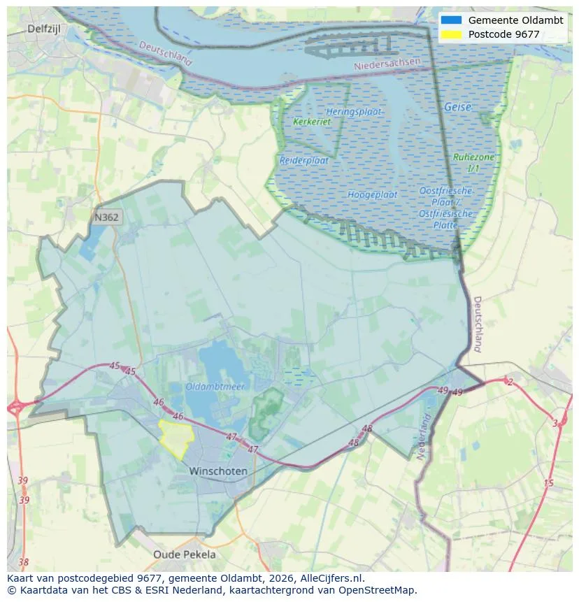 Postcodekaart voor 9677