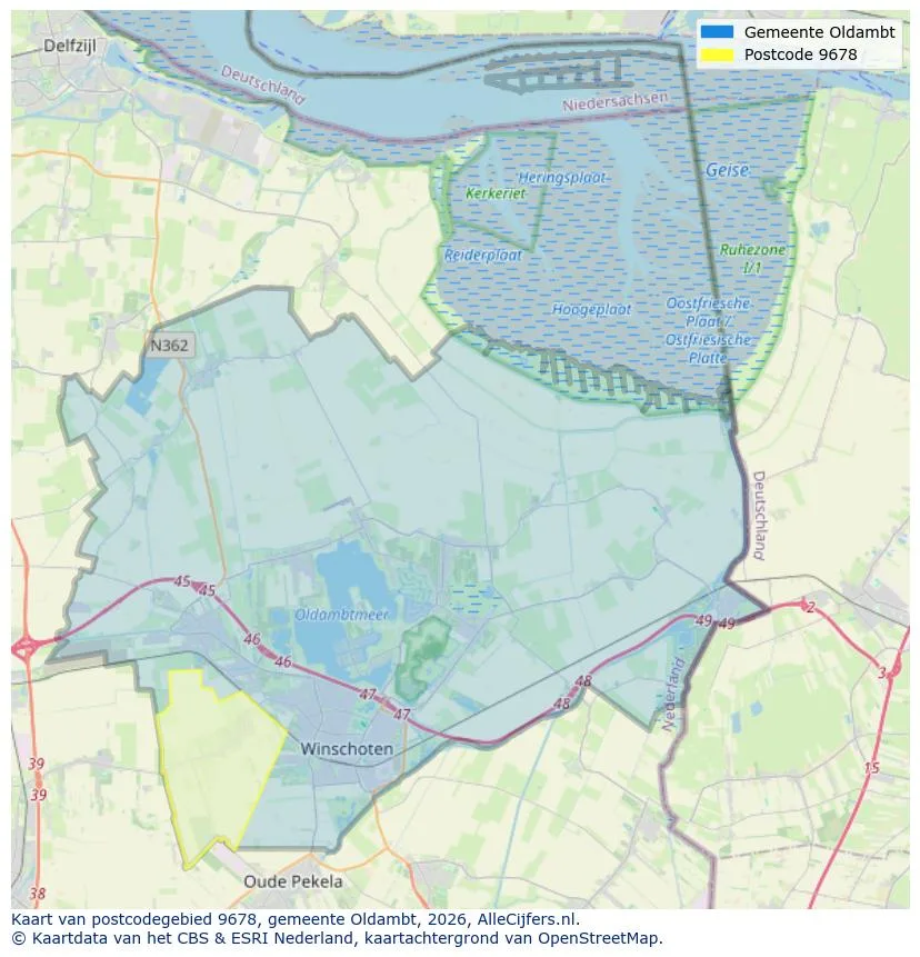 Postcodekaart voor 9678