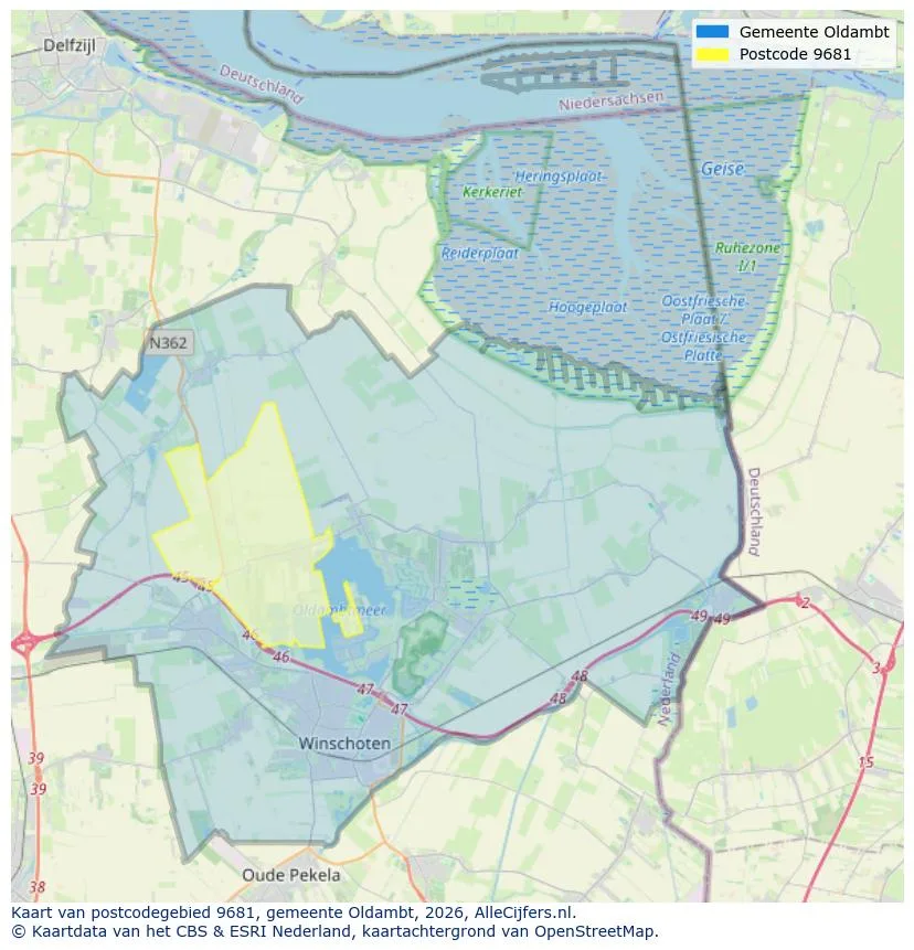 Postcodekaart voor 9681