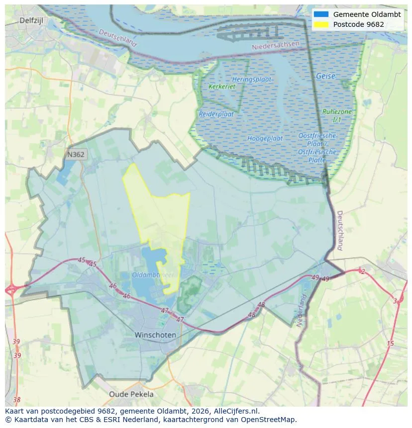 Postcodekaart voor 9682