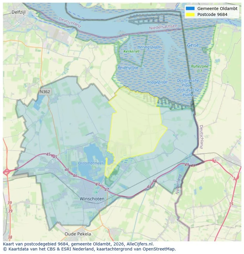 Postcodekaart voor 9684