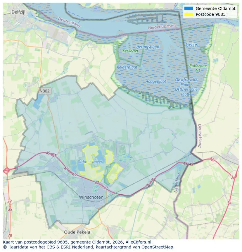 Postcodekaart voor 9685