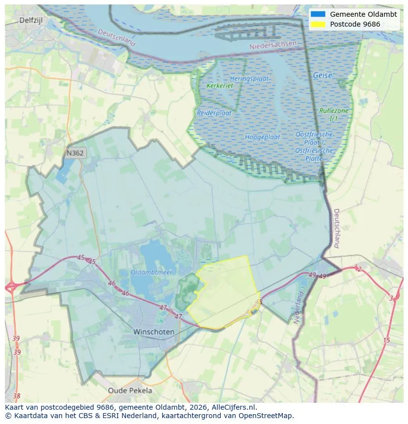 Postcodekaart voor 9686