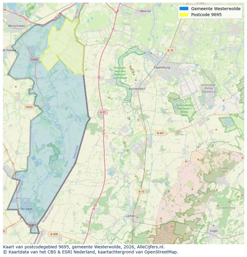 Postcodekaart voor 9695