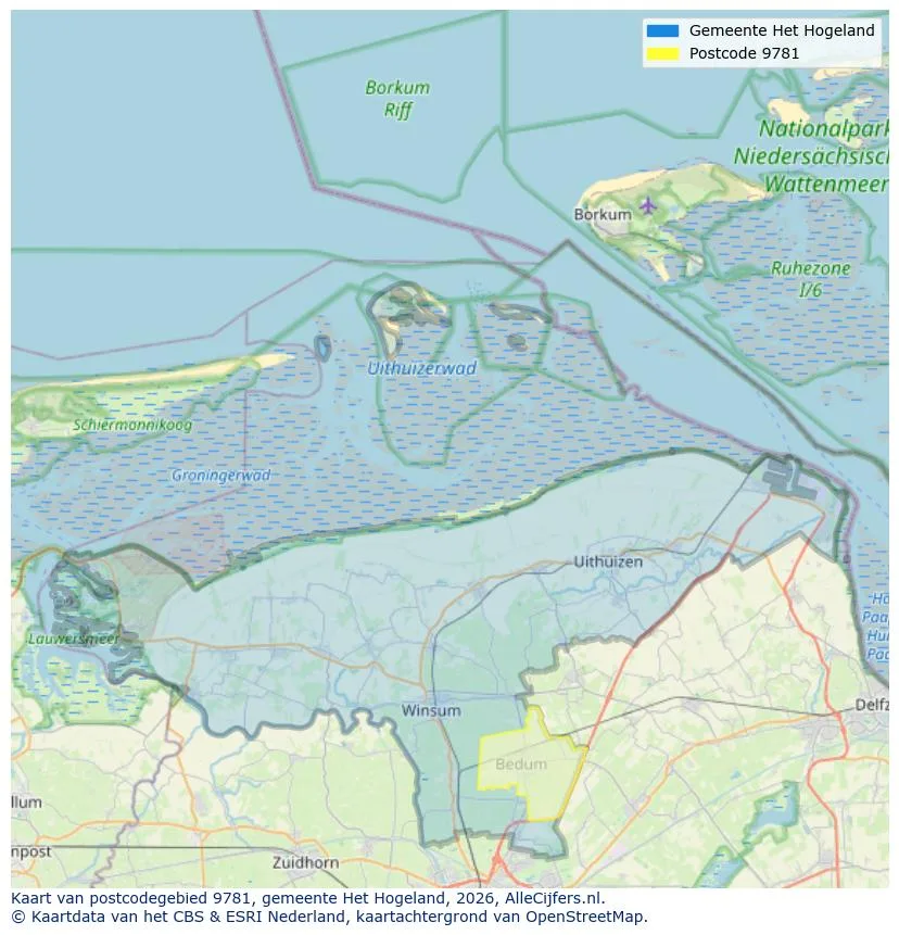 Postcodekaart voor 9781