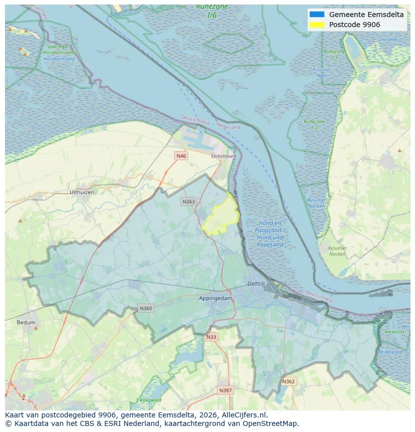 Postcodekaart voor 9906