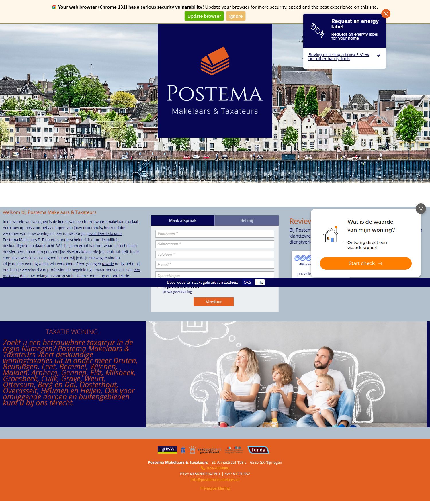 Screenshot van de website van www.postema-makelaars.nl