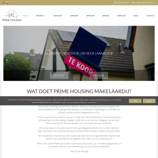 Screenshot van de website van www.primehousing.nl