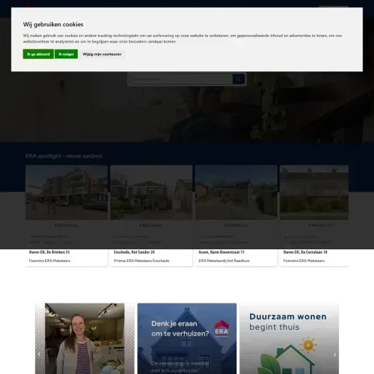 Capture d'écran du site web de www.era.nl