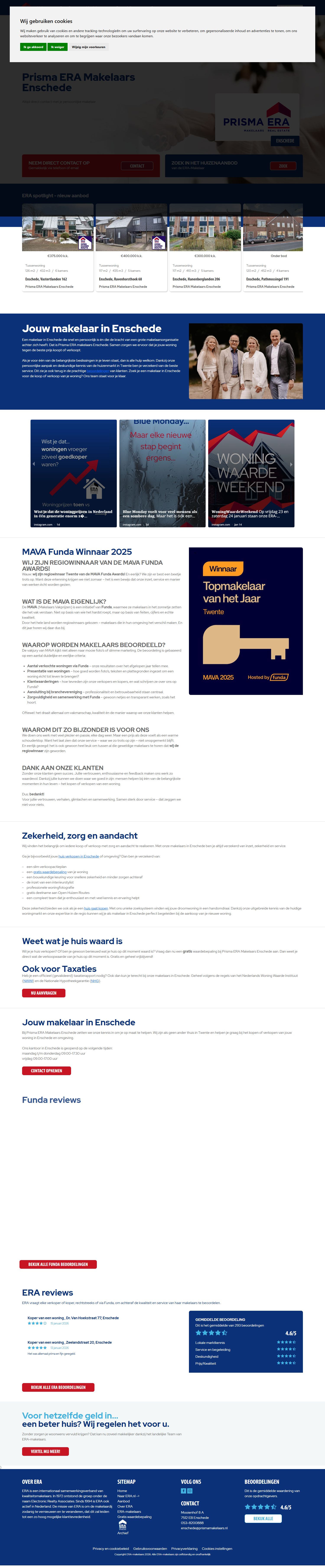 Screenshot van de website van www.era.nl