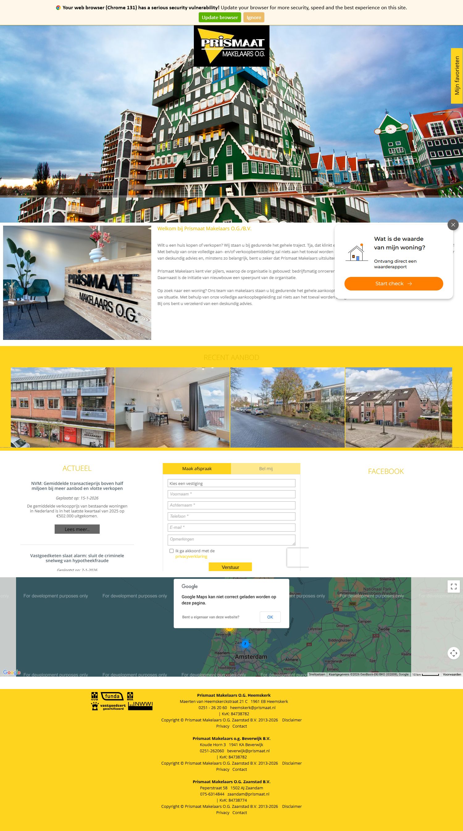 Screenshot van de website van www.prismaat.nl