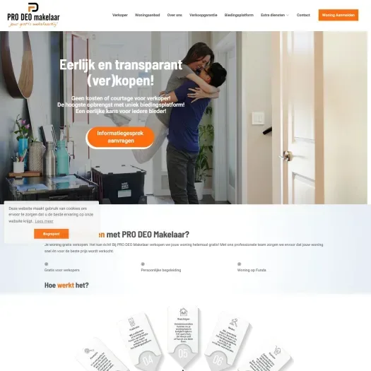 Screenshot of the website of www.prodeomakelaar.nl