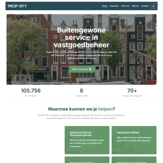 Screenshot van de website van www.prop3rty.nl